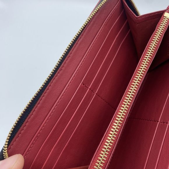 Burberry Elmore Wallet Clutch Purse Zip Around Haymarket House Check Nova Red - Picture 11 of 16